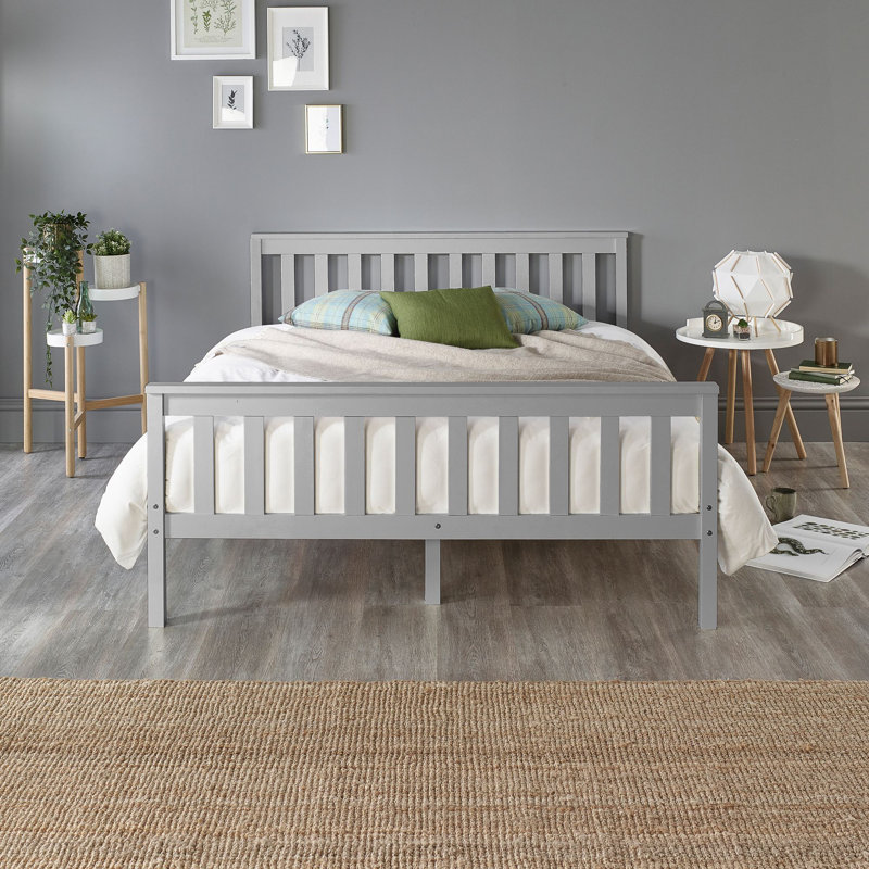Atlantic Bed Frame with Bonnel Mattress, Double (143.5 x 197 cm), Grey
