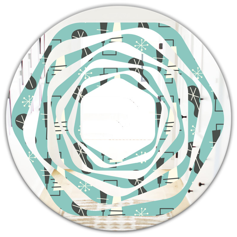 Miroir mural Whirl Coastal, 23,6 po x 23,6 po, 1950 motif II