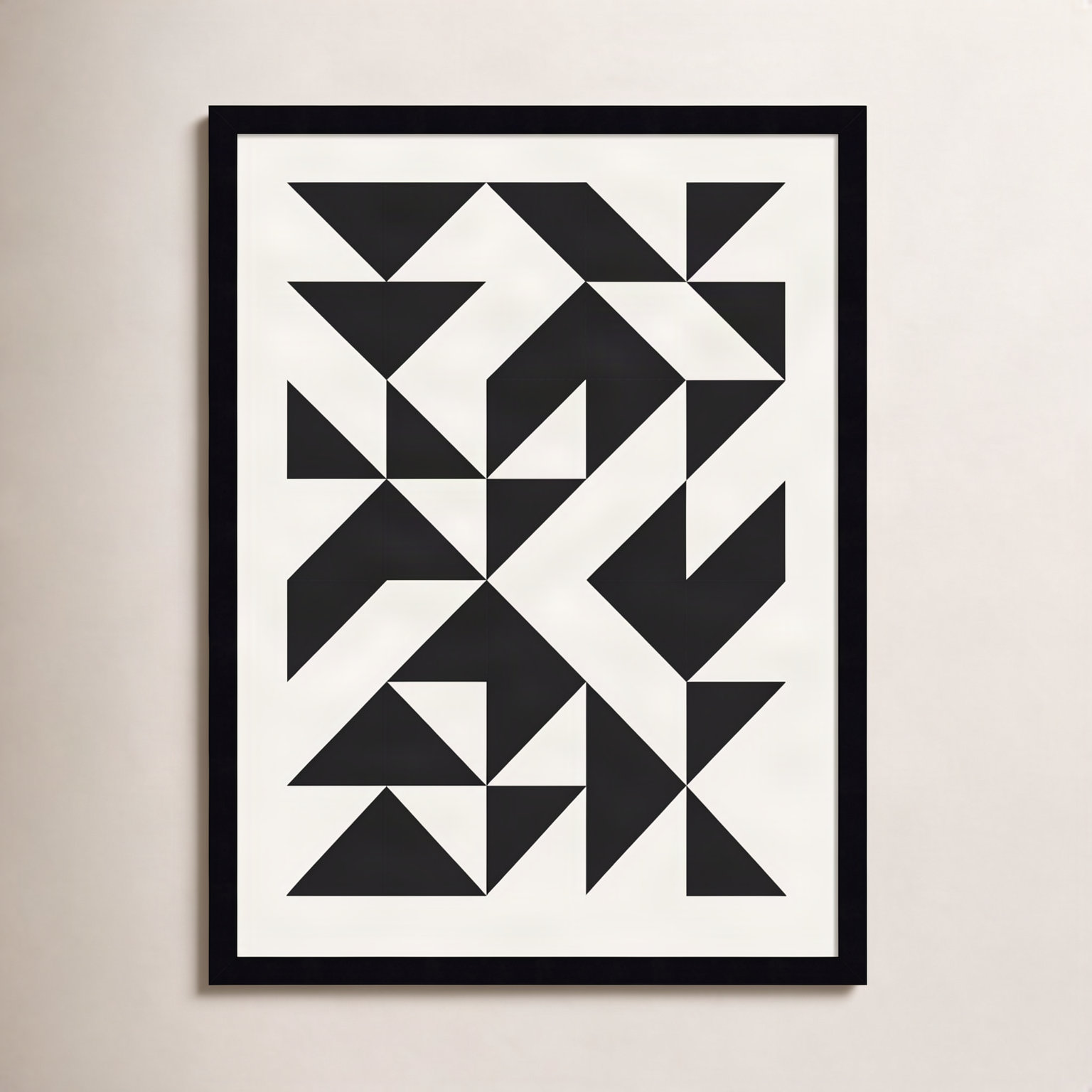 Bauhaus Barn Quilt Black Print, Black, 25" H x 19" W x 1" D
