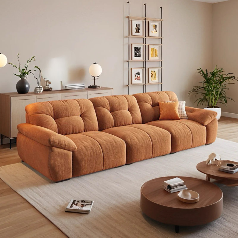 Creative Simple Casual Sofa, Orange, 36.61" H x 118.11" W x 41.34" D