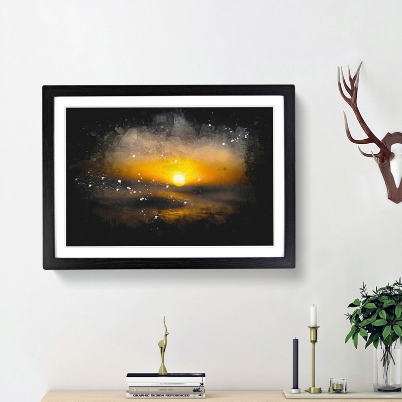 Sunset in Honolulu Hawaii - Framed Print, Black Framed, 33cm H x 45cm W x 2cm D