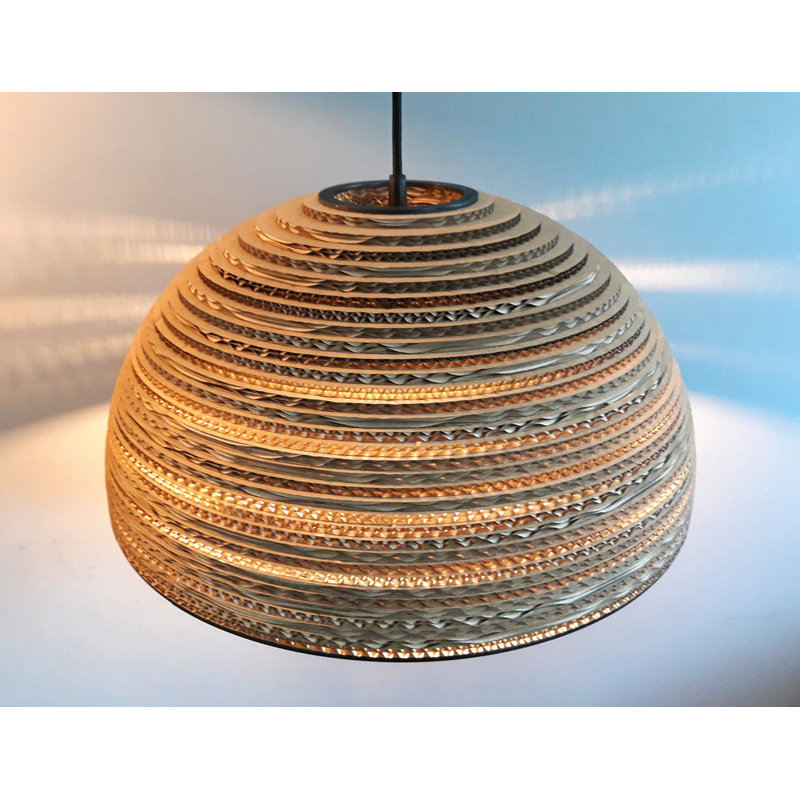 Gabe 1 - Light Brown Dome Pendant, 22cm H x 45cm W x 45cm D