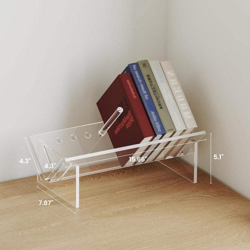Acrylic Desktop Bookcase, Book Storage Organizer Bookshelves, Clear Mordern Tabletop Storage Rack For Office Home Shelf Display For Cd/Magazine/Book - Clear