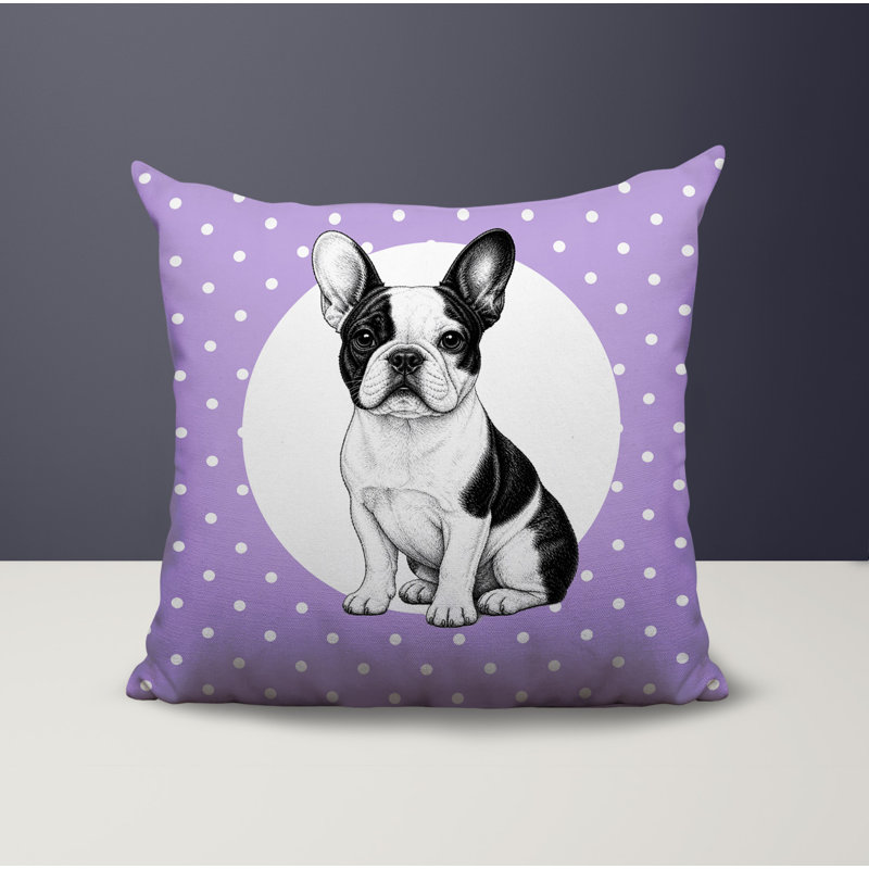 Oreiller réversible intérieur / extérieur French Bulldog, 18 x 18, Lavande