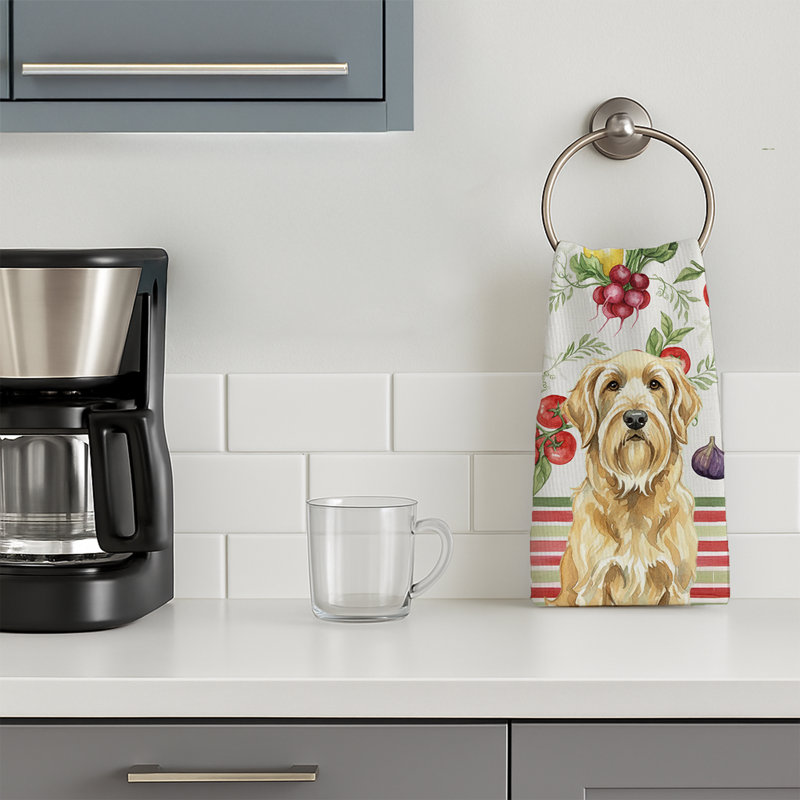 Wheaten and Tan Otterhound Vegetables Kitchen Towel, Wheaten/Tan Otterhound