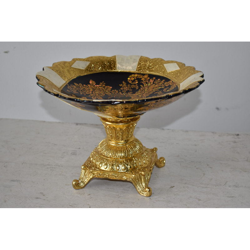 Open And Unique Kylix Decoration Resin Vase   Size: 12" X 12" X 7"H