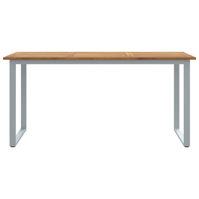 Solid Wood Top Metal Base Dining Table, 75cm H x 160cm W x 80cm D