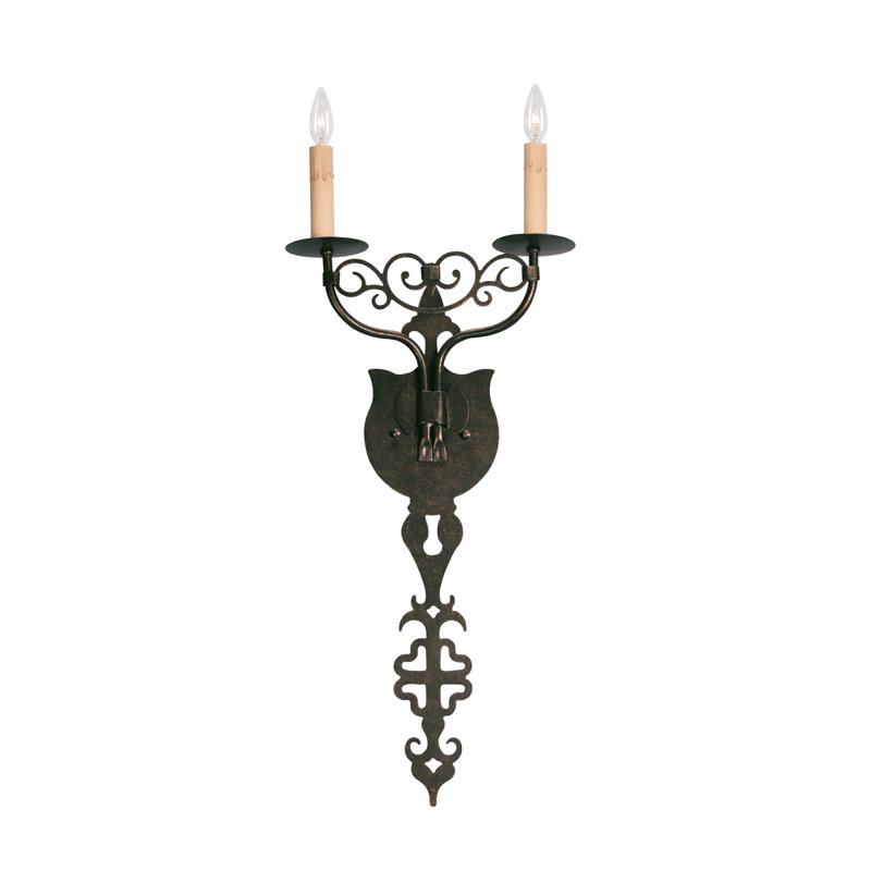 Merano 2 - Light Candle Wall Light, Cream Trumpet, French Bronze