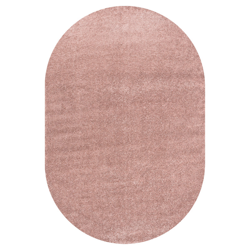 Auldridge Solid Low-Pile Pink Rug, Oval 6'2" x 9'