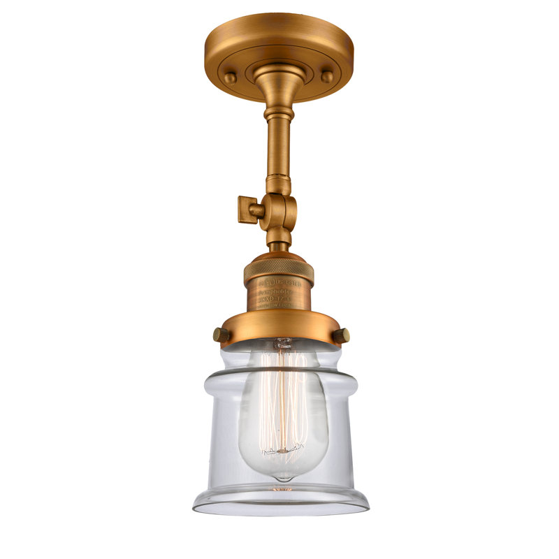 Plafonnier semi-encastré 1 lumière 6 po Alexandira, Ampoule DEL 6 watts Vinage, Transparent, Laiton brossé