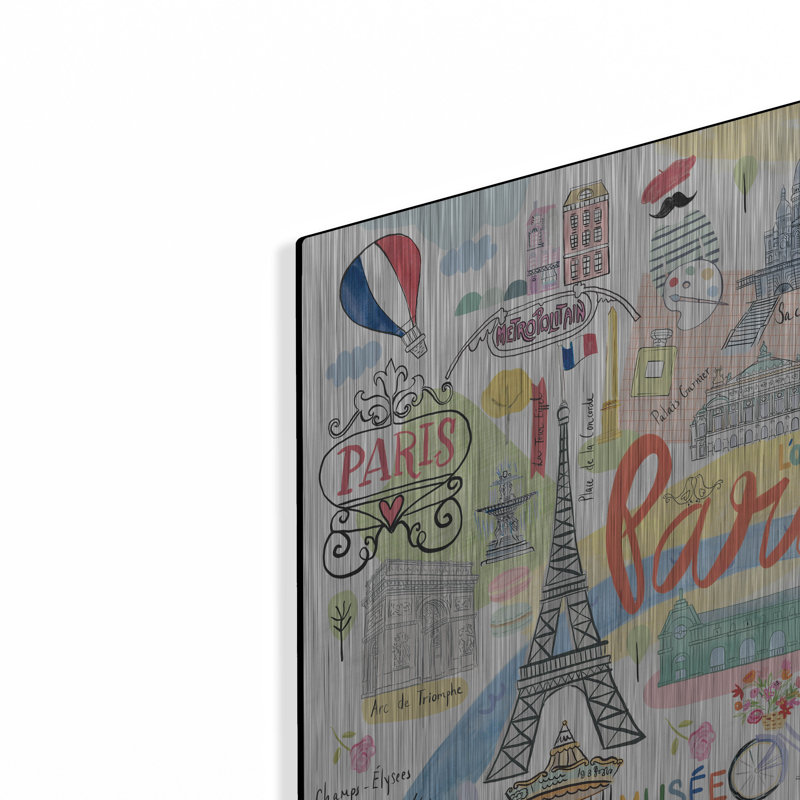Art mural en métal luxueux «Paris Map Light» par Farida Zaman, 16 po x 12 po, H 12 po x l 16 po