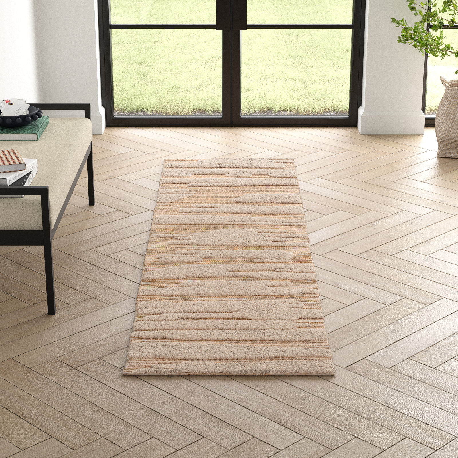 Wyly Natural Handmade Shag Wool Rug, Runner 2'3" x 8'