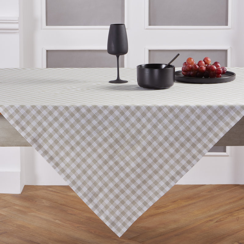 Gingham Check - 100% Pure Linen Table Throw, Checkered, Muskmelon