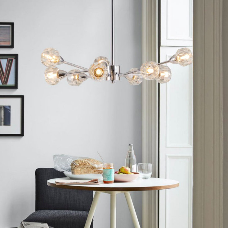 Lustre en cristal 9 lumières, Chrome
