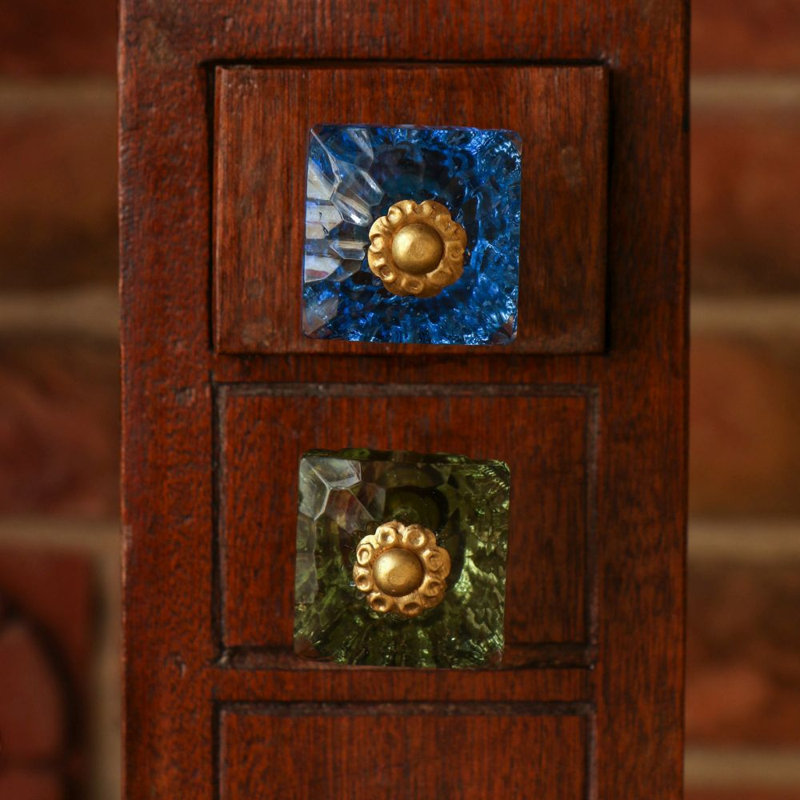 Mammounia 1.4" Length Square Knob Multipack, Dodger Blue/Gold