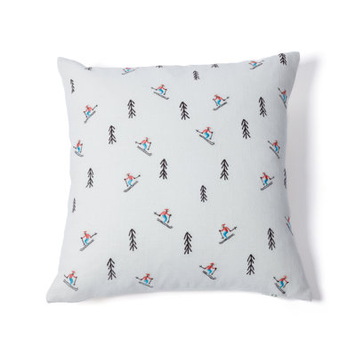 Coussin en coton brodé Ski Mountain