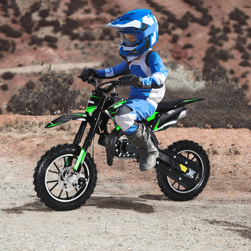 Kids Motorcycle, 49Cc 2-Stroke Gas Powered Motorcycle With Off-Rode Tire (Green)