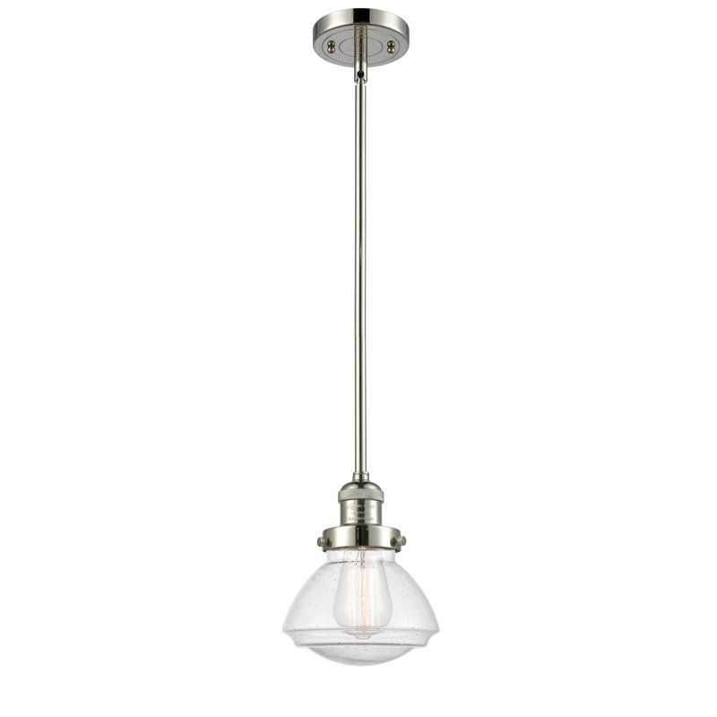 Luminaire suspendu simple à 1 lumière Chesterville, Ampoule non incluse, Grainé, Nickel poli