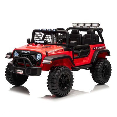 24 Volt Ride On Toys With Remote Control，Electric Ride On Truck Car With Shock Absorber, Led Lights, Bluetooth Music Player, Eva Tires