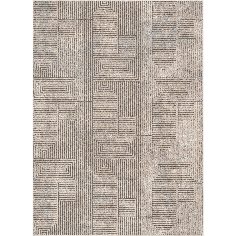 Well Woven Malaga Donna Tribal Geometric Abstract Beige Distressed