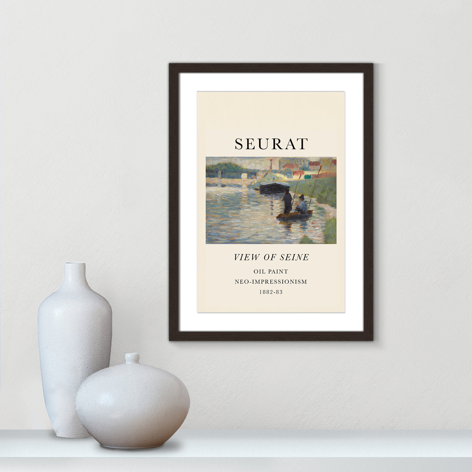 View Of Seine by Georges Seurat, Yes, 23" H x 17" W x 1.25" D, Walnut Single Picture Frame