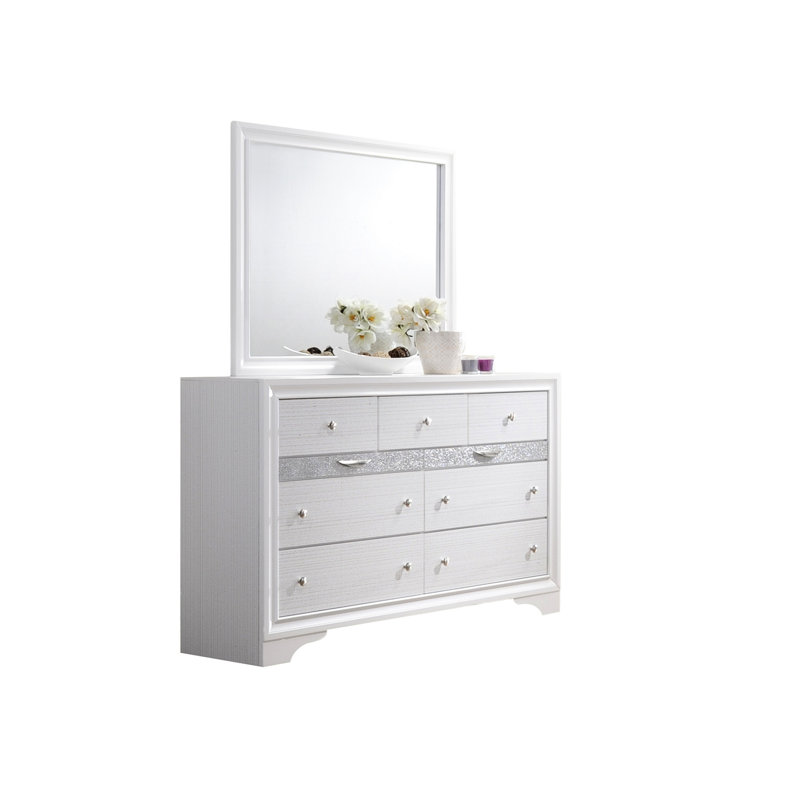 Commode traditionnelle 7 en blanc - Meuble de rangement 7 tiroirs avec glissières lisses