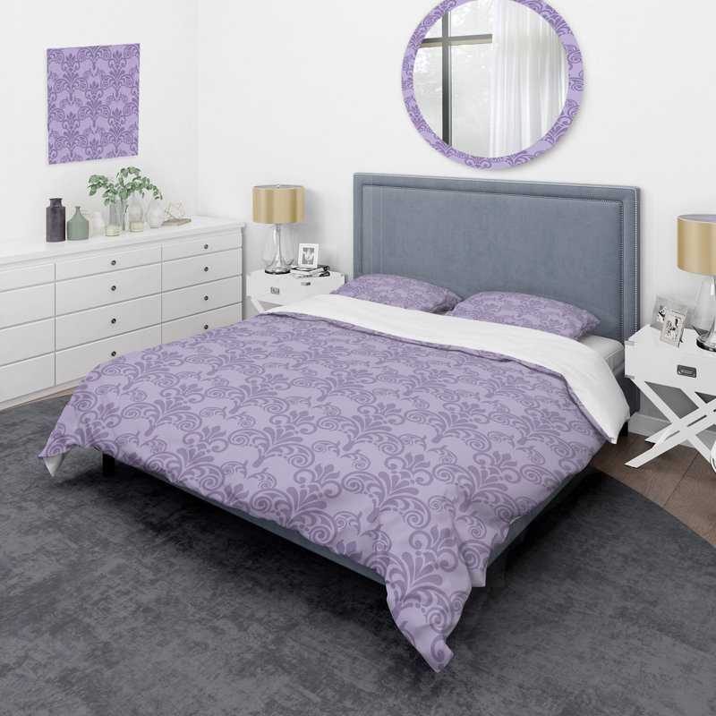 Purple Damask - Abstract Duvet Cover Set - Microfiber Polyester