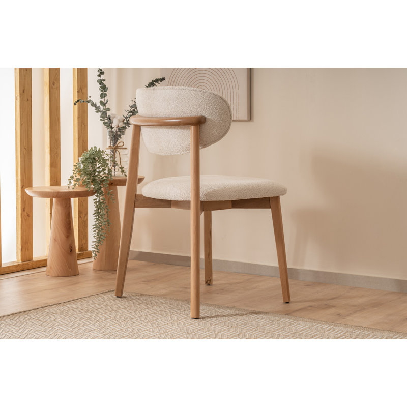Elegant Beech Wood Chair, White & Natural Finish, 20.5 x 33.1 x 20.5 inches | 100% Solid Beech Wood Construction | Modern Scandinavian Design for Home & Office, Comfort and Style Combined
