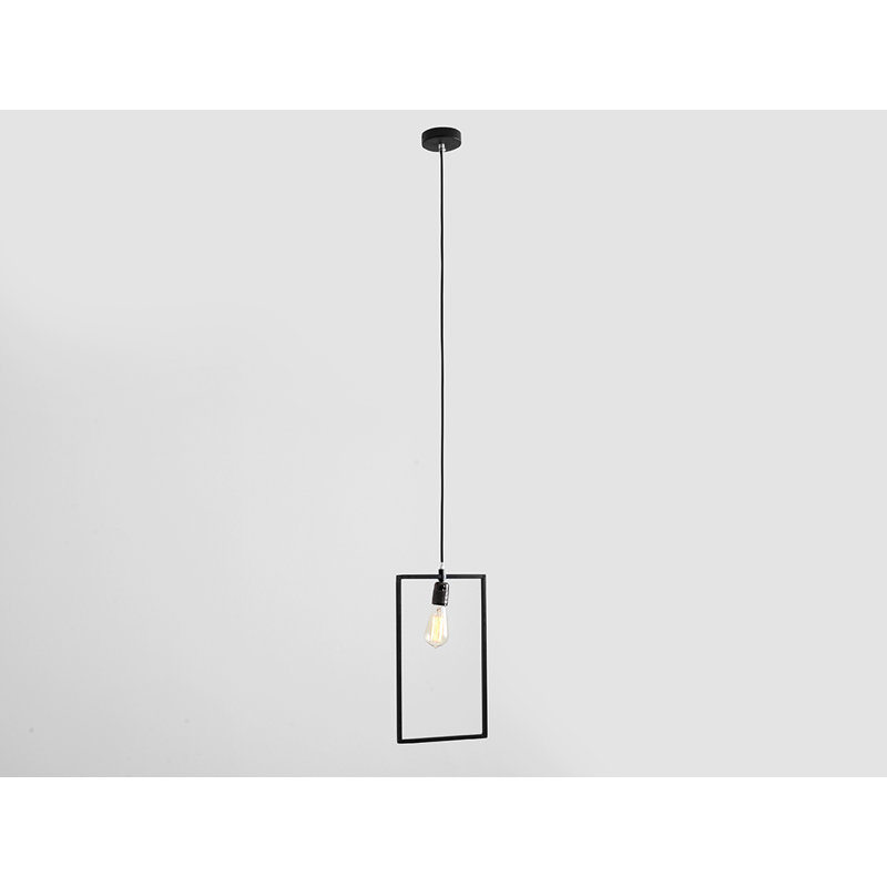 1 - Light White Square/Rectangle Pendant, 190cm H x 25cm W x 5cm D, Black