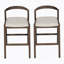 Tabouret de bar d'intérieur en bois d'hévéa, finition brun foncé et revêtement beige, ensemble de 2-1181100967