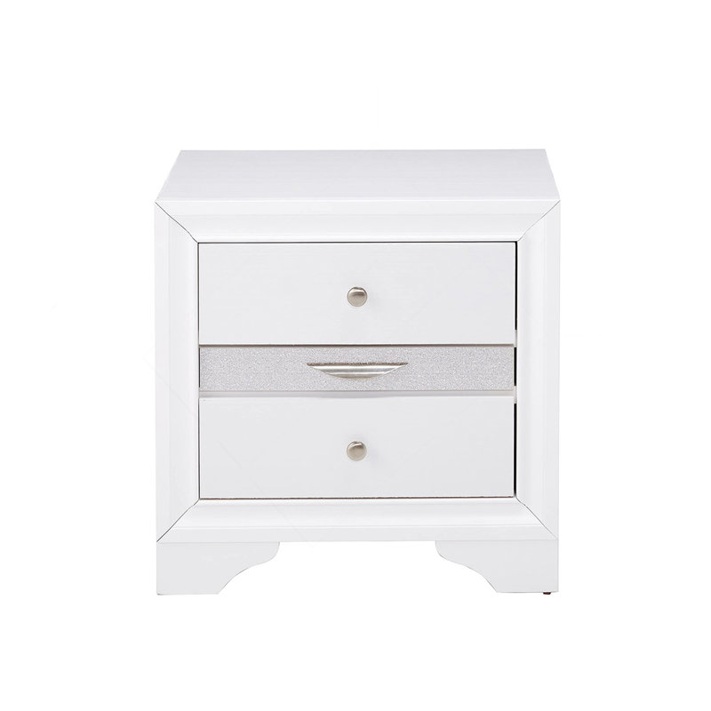 2 Drawers and 1 Jewellery Drawer Nightstand, White
