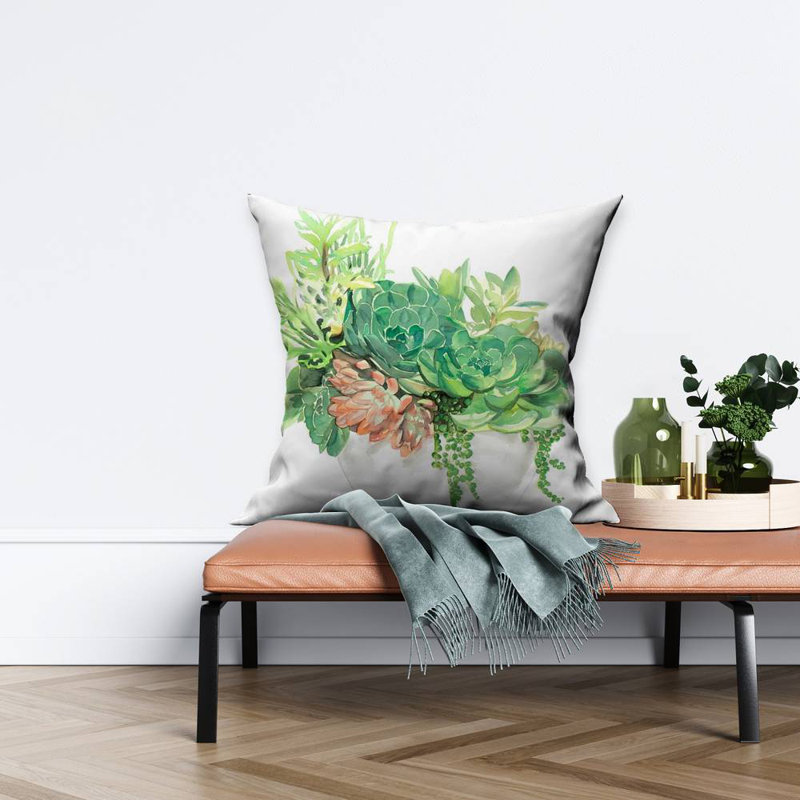 Succulent Assortment in a Pot | Leaves Green Poly Twill Throw