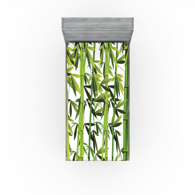 Ensemble de 2 draps-housses Ambesonne, Drap-housse simple TG, Blanc / motif floral vert