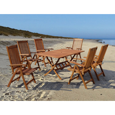 Harding 6 - Person Eucalyptus Solid Wood Patio Dining Set Rectangular Table