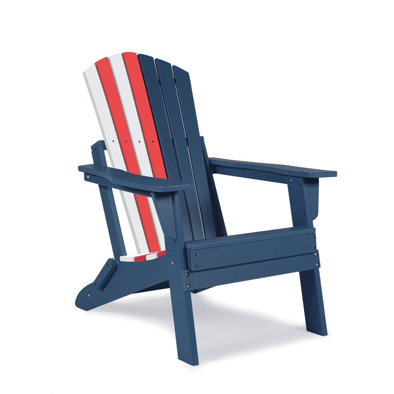 Chaise Adirondack pliante Anbut HDPE, Blue/White/Red