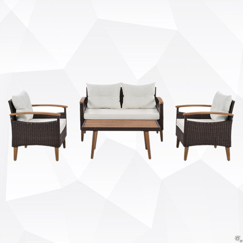Charniece Acacia 4 - Person Patio Conversation Set with Cushions, Beige