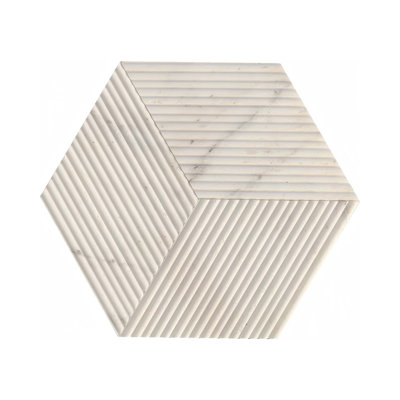 Hexagon OL Textured Finished Natural Stone 3D Fluted Marble Tile For Wall, 1 Box 12 PCS