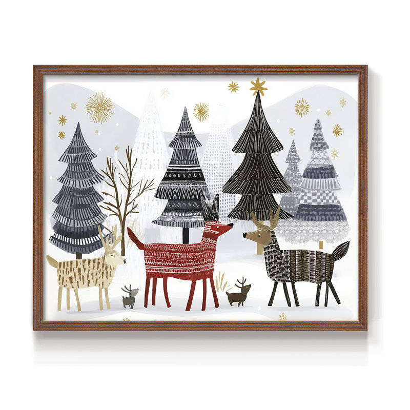 Art de Noël - DCXC III - Reproduction encadrée - Restickable, Noyer, H 22 po x l 28 po