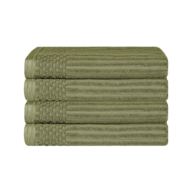 Serviette de bain épaisse absorbante en coton côtelé, Sauge