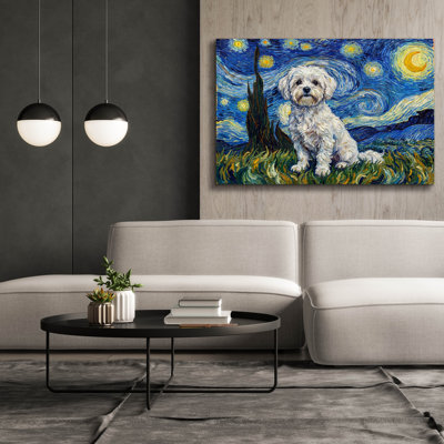  'Maltese Starry Night' by Rich Monet Canvas Wall Art, 60" x 40"