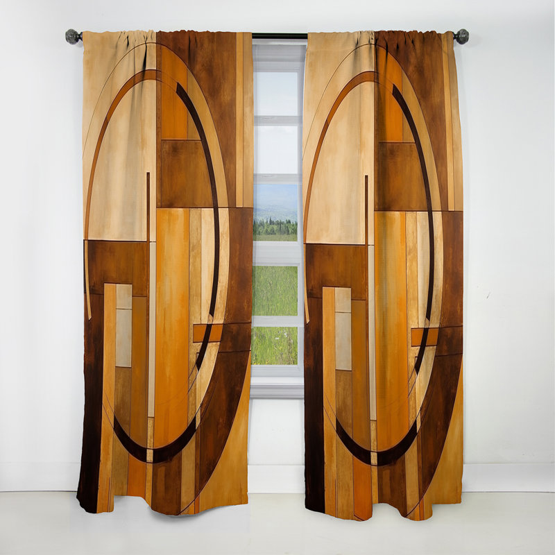 Bronze Brilliance Symmetry VI - Shapes Curtain - Blackout Abstract Curtain - 1 Panels, 52" W x 120" L