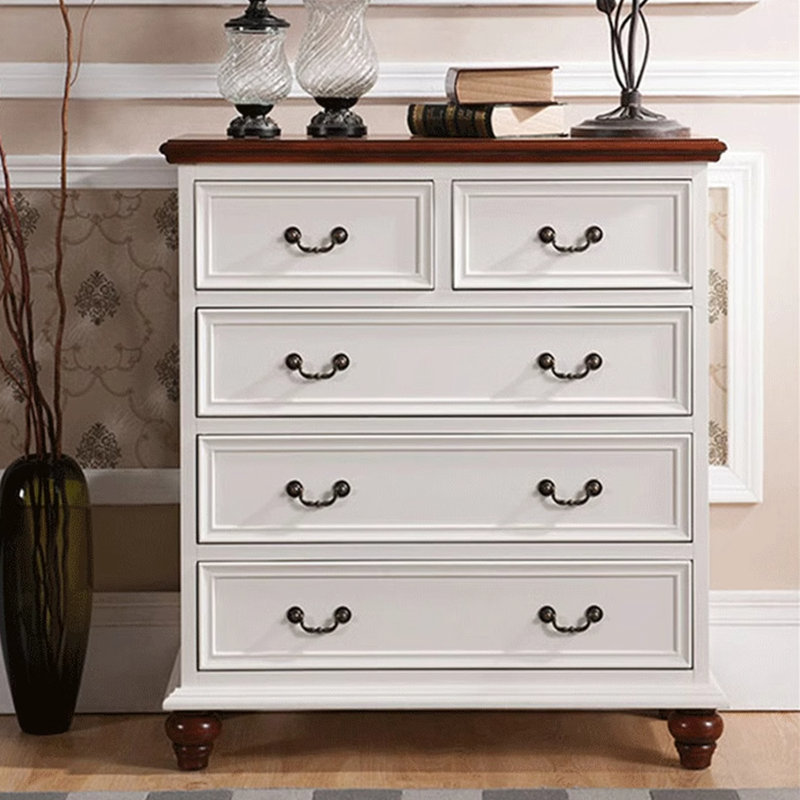 Table de chevet Commode, Brun foncé / blanc