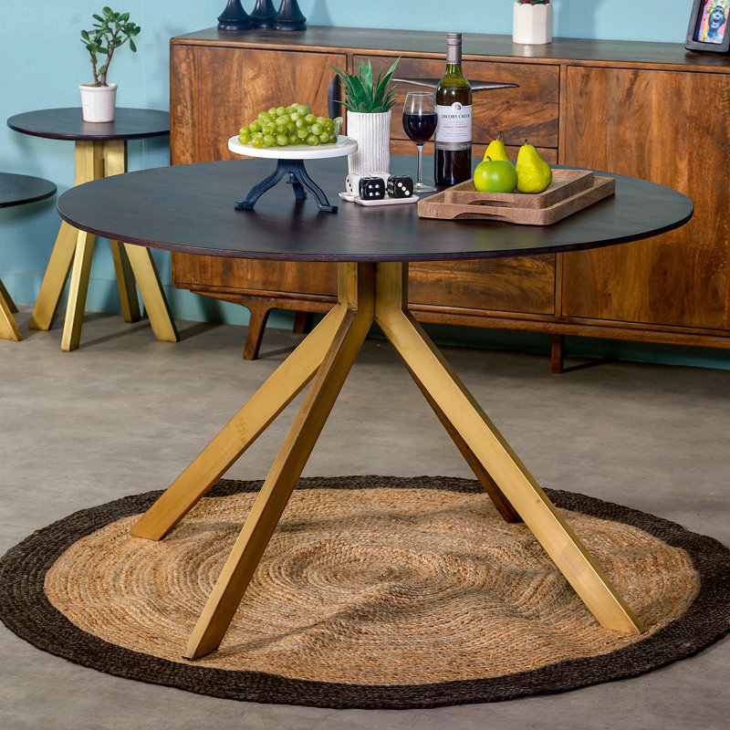 Steyning  Carter Wooden Iron Dining Table 60", 30" H x 48" L x 48" D 