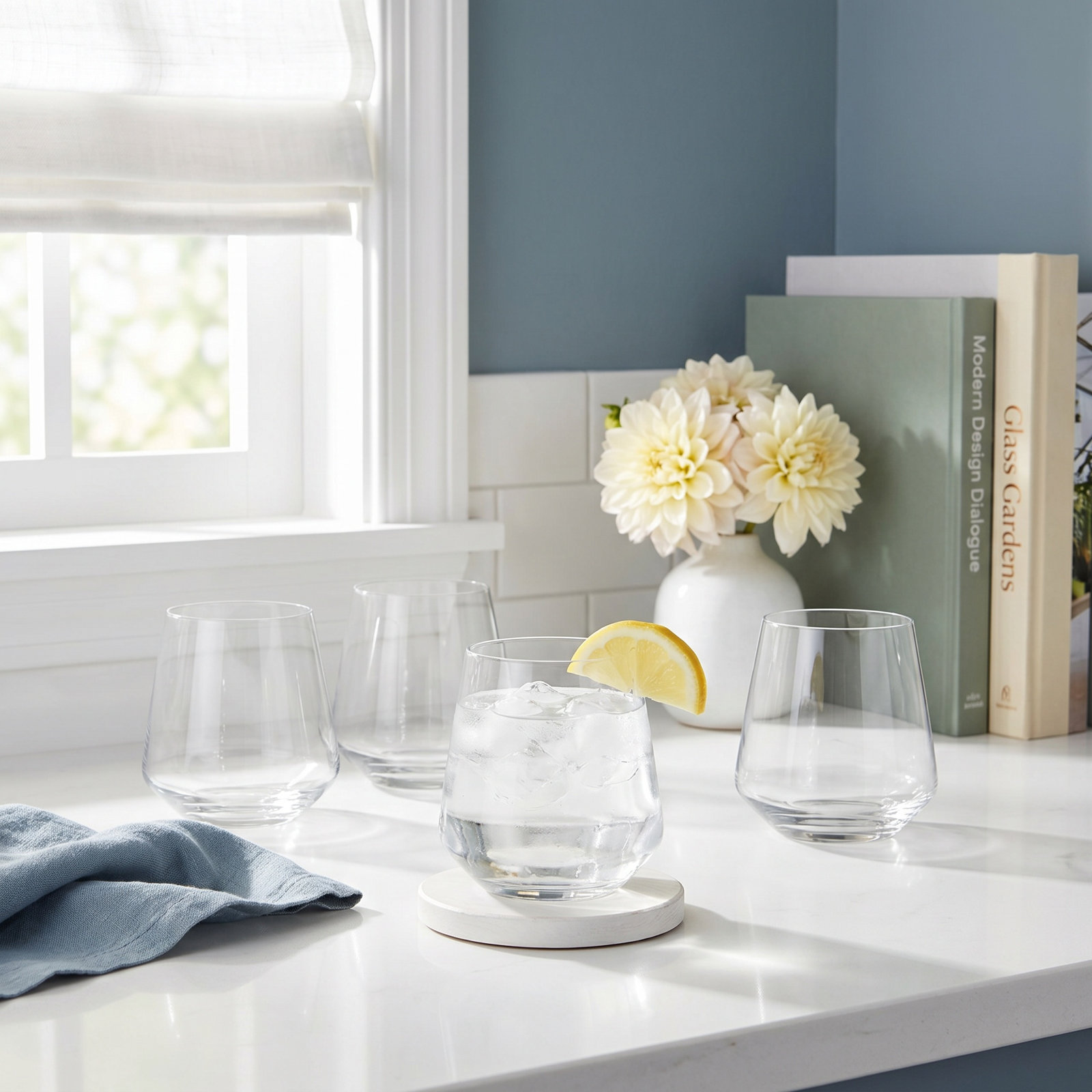 Handmade Stemless Wine Glass, 13 oz.