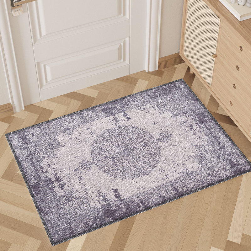 Zehorit Machine Washable Vintage Area Rug For Living Room, Hallway Runner, Entryway Rug, Rectangle 2' x 3'