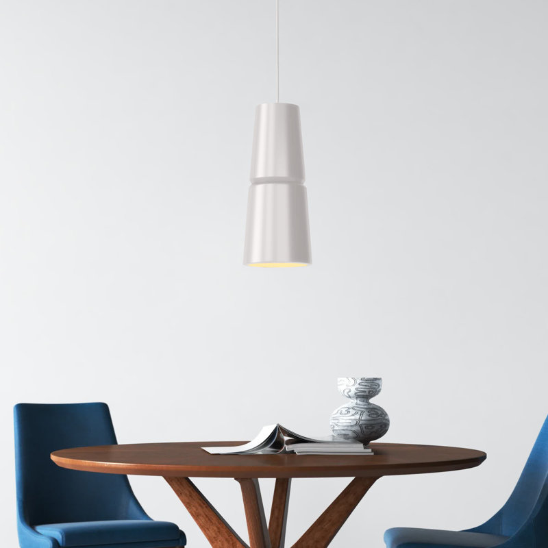 Logan 1 - Light Single Cone Pendant, 18" H x 8" W x 8" D, Cerise, Brushed Nickel
