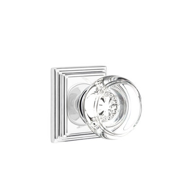Emtek Privacy Knobset w/ Wilshire Rosette and Georgetown Glass Knob