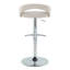 Tabouret de bar réglable en métal chromé et tissu d'avoine avec repose-pieds arrondi en T - ensemble de 2-1979030571-1979030582