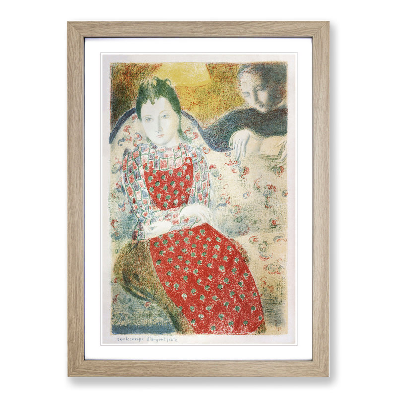 On the Pale Silver Sofa by Maurice Denis - Framed Print, 36cm H x 27cm W x 2cm D, Oak Framed