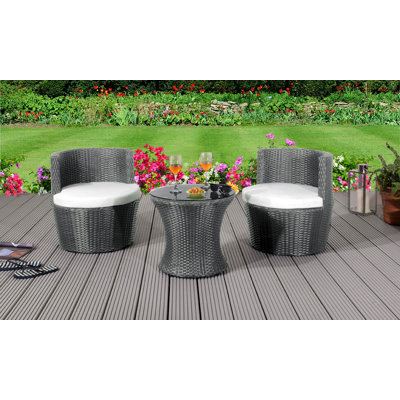 Santagata 2 - Person Patio Dining Set with Round Table , Cushions Included